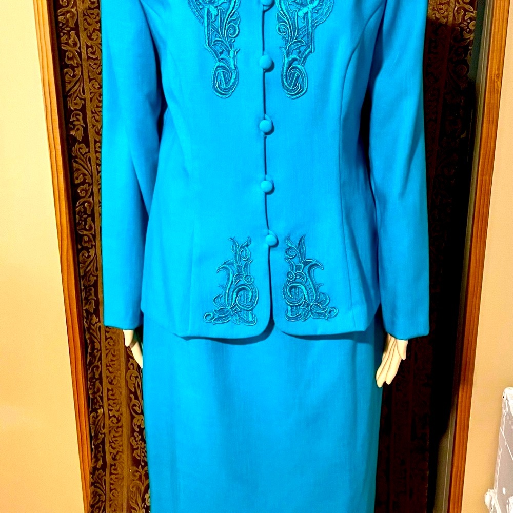 NEW FT LTD VINTAGE Teal Two Piece Skirt Suit, NWOT Sz 10